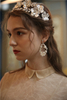 Silver Flower Jewelry Wedding Earring Headpiece Set for Women Girls