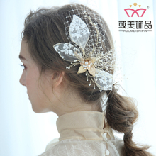 Headband Jewelry Handmade Pearl Lace Leaves Hairband Wedding Headdress Hair Clips