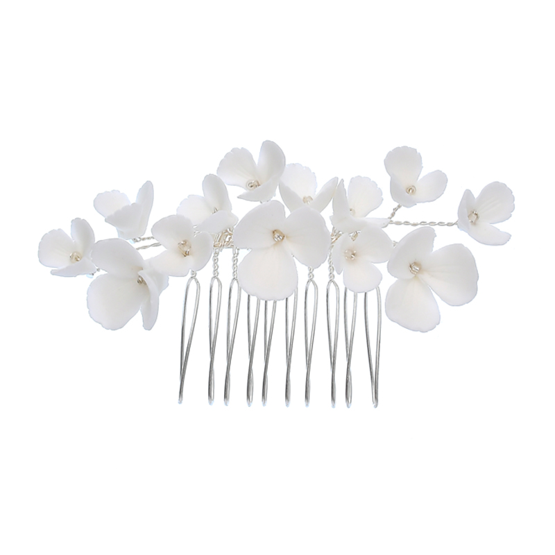 White Flower Earrings Bridal Headpiece Latest Design Headbands Jewelry Set
