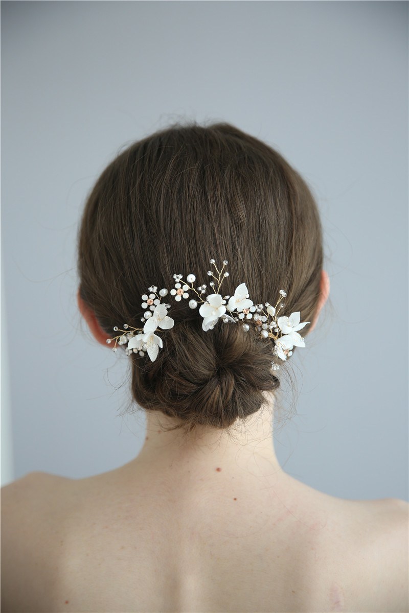 Factory Sale Women Fancy Wedding Hair Accessories Jewelry Rhinestone Pearl Handmade Bridal Hair Pins