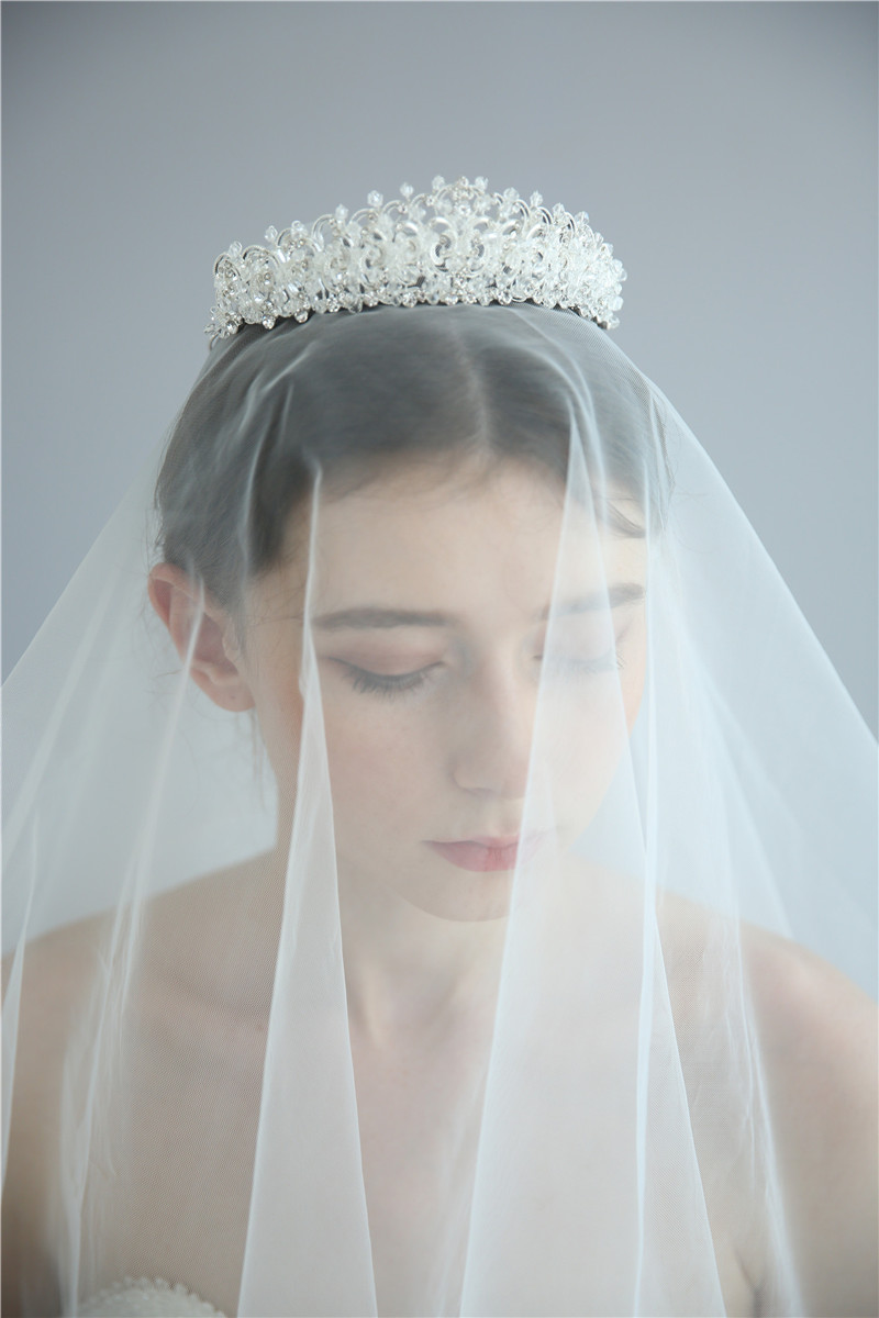 Fashion Silver Rhinestone Round Tiaras Crystal Bridal Wedding Crown