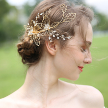 Factory Original Design Crystal Bridal Headwear Handmade Gold Wire Jewelry Accessories Wedding Hair Clip For Women 