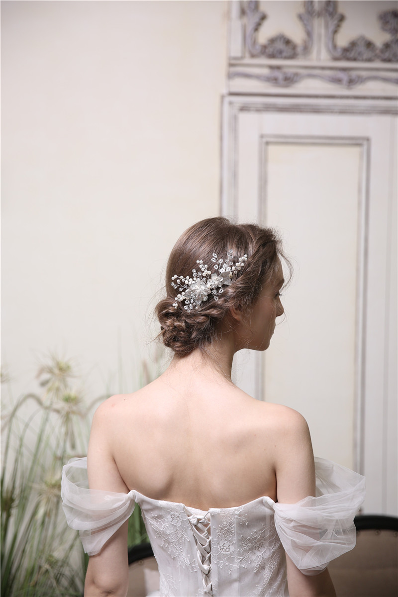 Silver Alloy Leaf Flower Wedding Accessories Jewelry Hair Comb 