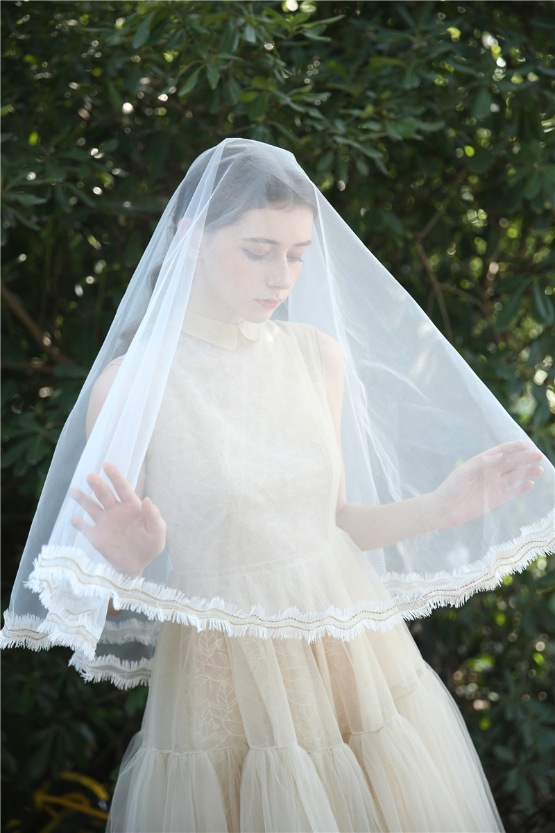 Fashion Headpiece Wedding Dress Accessories Long Lace Wedding Veil for Bride