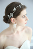 Flowers Hairband Pendant Earring Tiaras Gold Handmade Floral Bridal Headpiece Set
