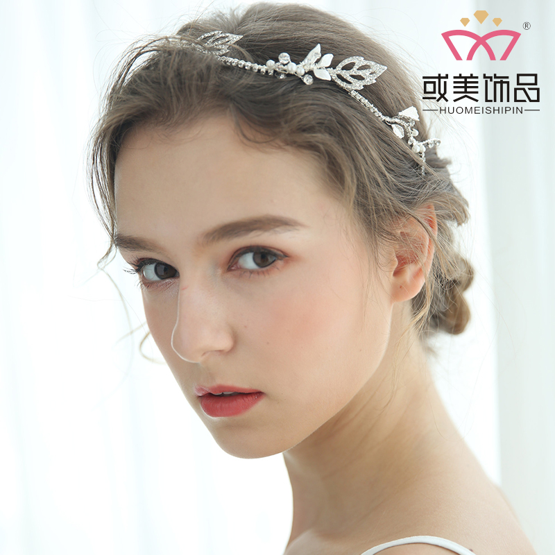Fashion Pearls Flower Clear Crystal Silver Leaf Wedding Hair Headpiece