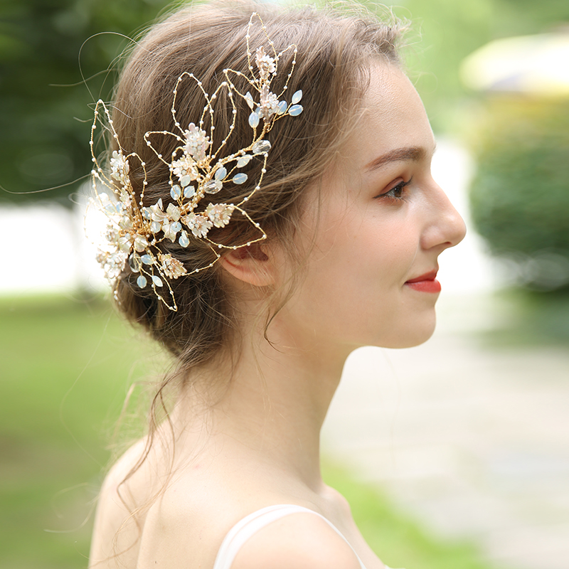 Wholesale Latest High Quality Handmade Crystal Floral Headband Bridal Headpiece For Women 
