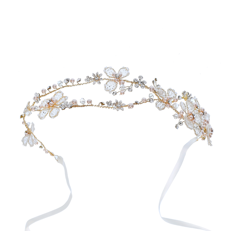Personalized Elegant Beauty Flower Gold Bridal Tiara Chinese Wedding Crown