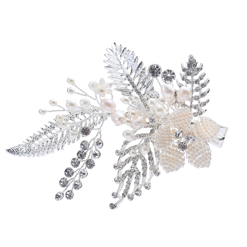Crystal Hair Pin Handmade Flower Pearl Bridal Headpieces Hair Clip For Girl