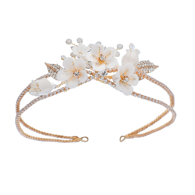Flower Bridal Accessories Crowns Handmade Fancy Crystal Women Necklace Earring Set