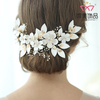 Fashion Handmade Leather Flower Bridal Hair Accessories Metal Gold Leaf Wedding Hair Clip For Women 