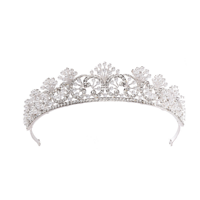 Elegant Queen Hair Crystal Flower Bridal Wedding Jewelry Set Crown