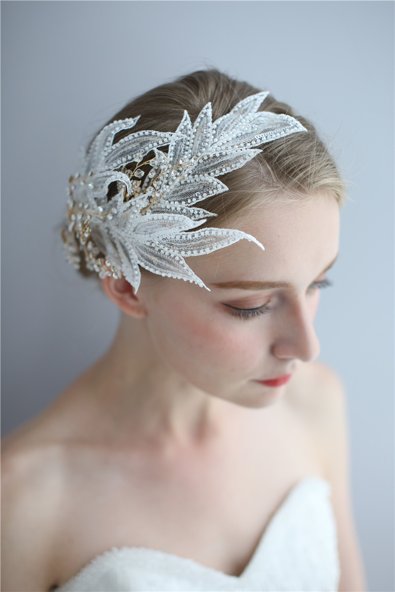 Bridesmaid Headdress Hair Accessories Bridal Flower Gold Leaf Headpiece