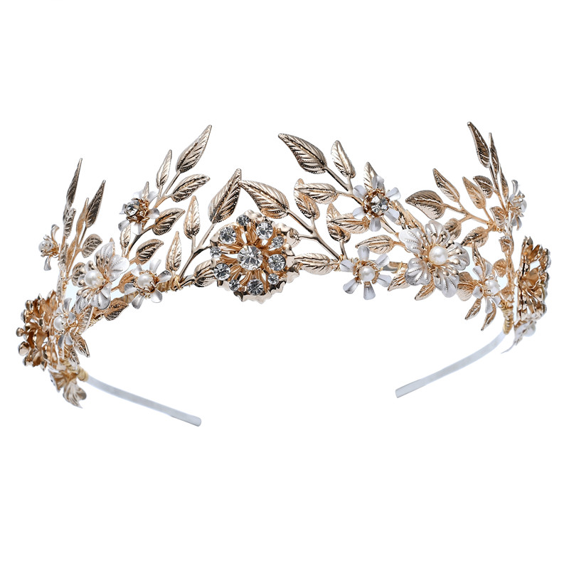 Gold Pearl Wedding Bridal Crown Wedding Headpiece Bridal Hair Crown