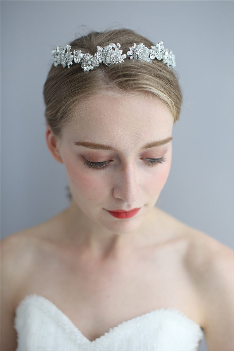 Alloy Crystal Silver Fashion Hair Accessories Rhinestone Tiaras Crown