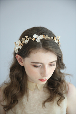 Gold Leaves Bridal Accessories Hairband Headdress Plastic Leaf Headpiece