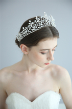 High Quality Freshwater Pearls Beaded Bridal Fashion Wedding Tiara Crystal Crown