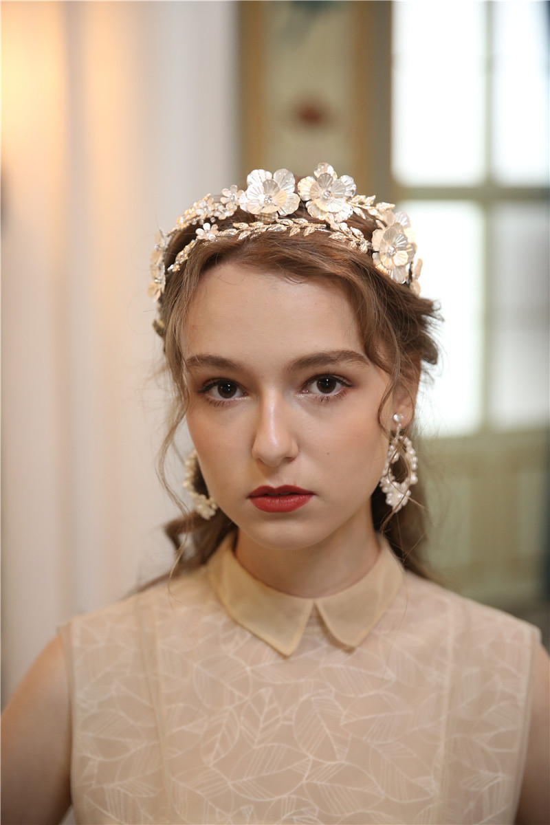 Silver Flower Jewelry Wedding Earring Headpiece Set for Women Girls