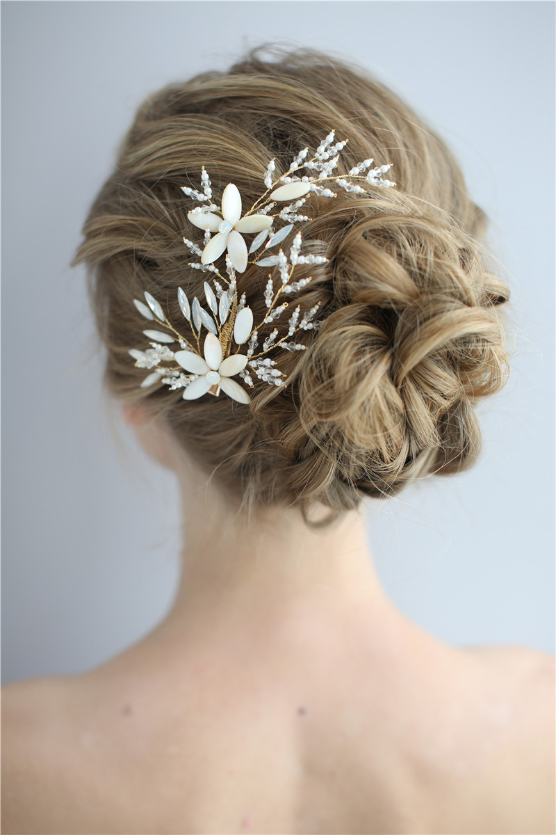 Flower Hair Clip Accessories Gold Beautiful Bridesmaid Head Clip