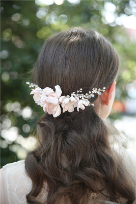 Wedding Jewelry Pink Flower Material Rhinestone Wedding Bridal Hair Comb
