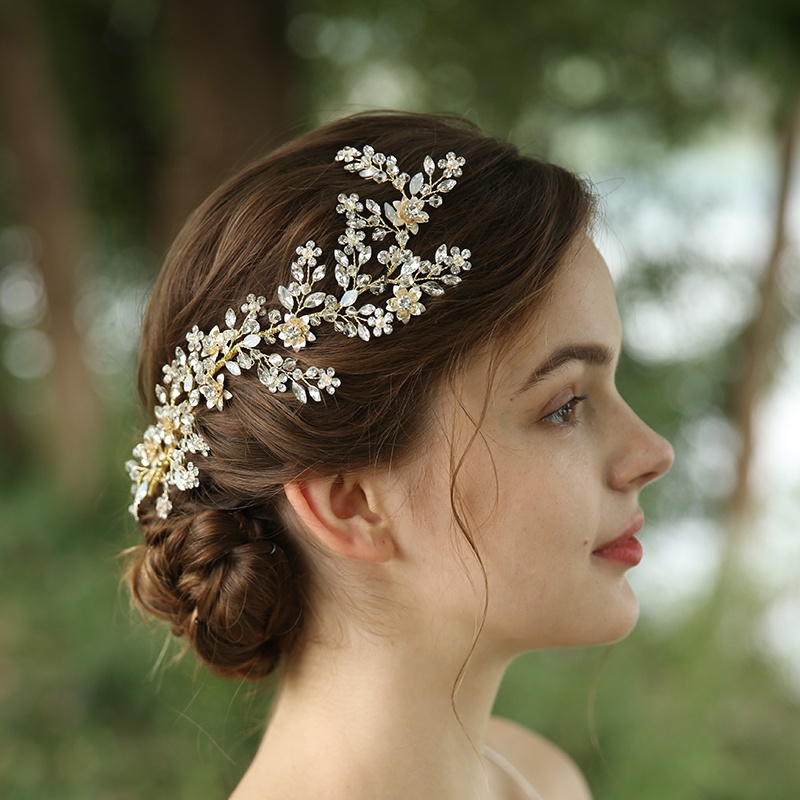 2020 New Handmade Decorative Rhinestone Crystal Flower Hair Pin For Women