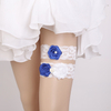 Fashion Blue Rose Flower Decoration White Lace Bride Sexy Garter