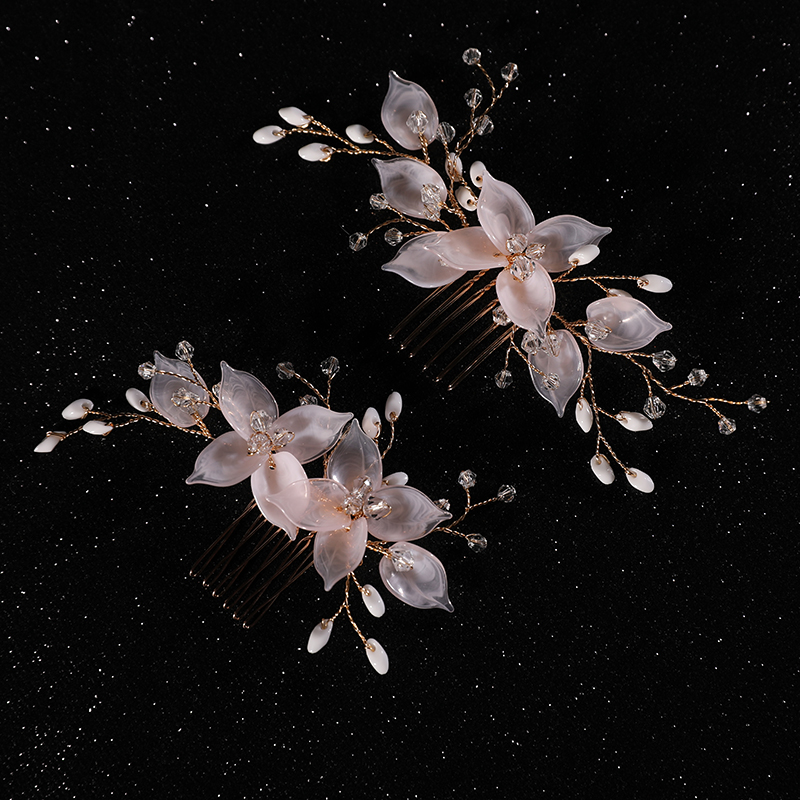 2021 Newest Custom Fashion Plastic Flower Bride Headdress Hair Vine Wedding Accessories Women Beads Side Hair Combs