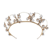 Handmade Whit Ceramic Flower Headpiece Jewelry Wedding Bridal Crystal Tiara Crown