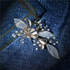 Handmade Wedding Lace Rhinestone Floral Leaf Design Bridal Hair Clips