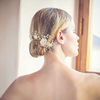 Handmade Elegant Bridal Flower Gold Leaf Pearl Hair Accessories Wedding Hair Combs