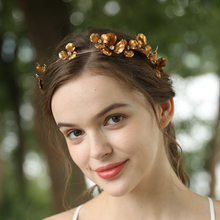 Handmade Retro Gold Flowers Rhinestones Hairband