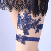 2020 Trendy Custom Elastic Blue Lace Floral Wedding Garter Set