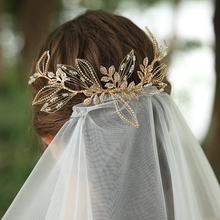 Handmade Rhinestone Crystal Flower Leaves Hair Combs For Wedding Bride
