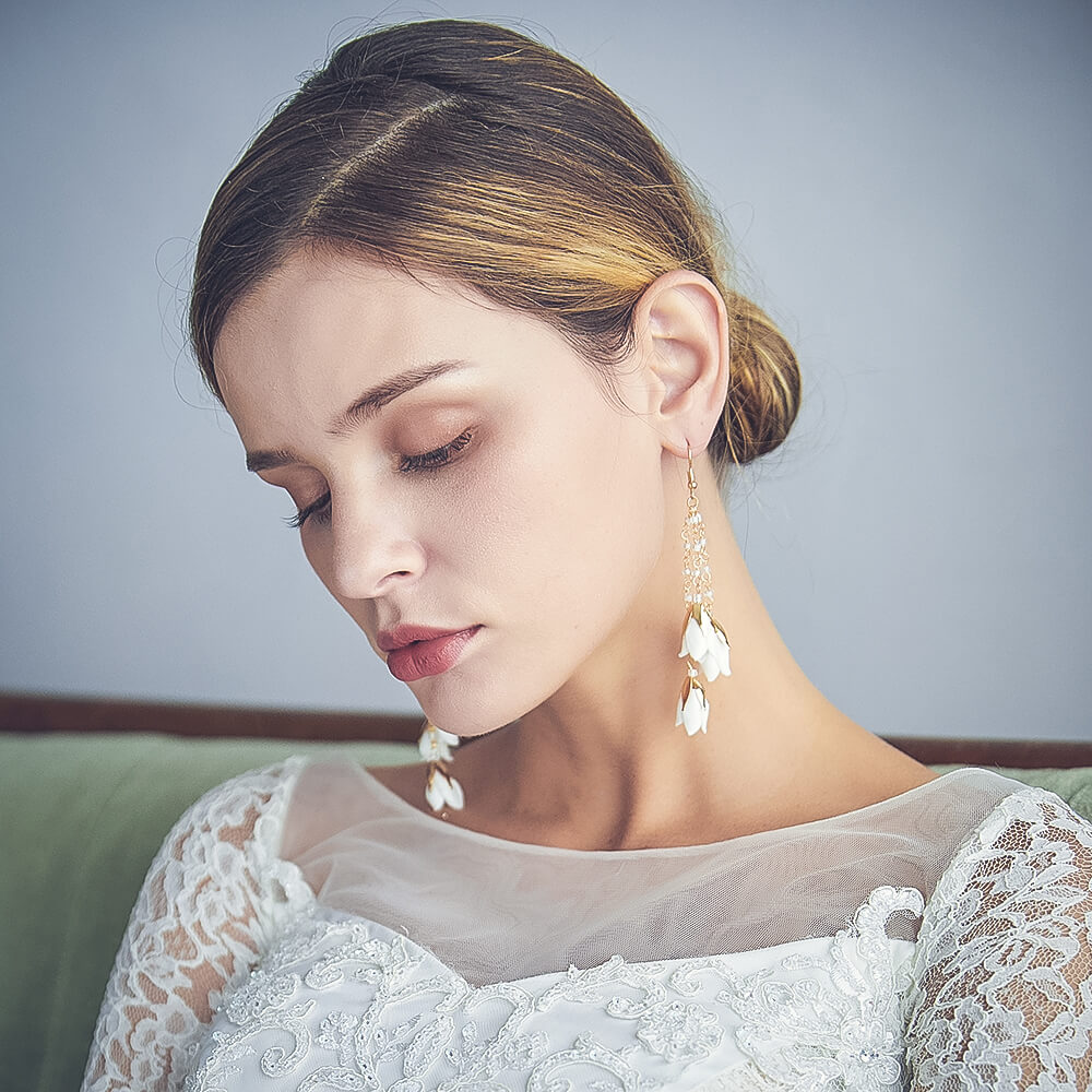 New Design Daily Earrings Beads Ceramic Flower Wedding Dangling Earrings
