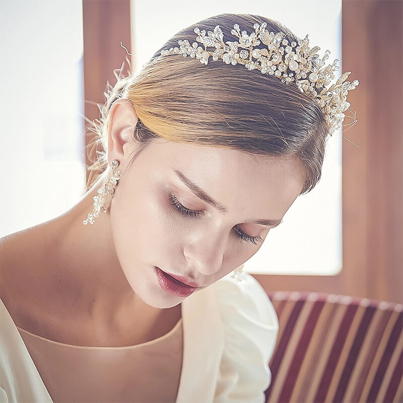 2020 Latest Handmade Bridal Ceramics Flower Headdress Tiaras Crown Prom Necklace Earring Jewelry Set