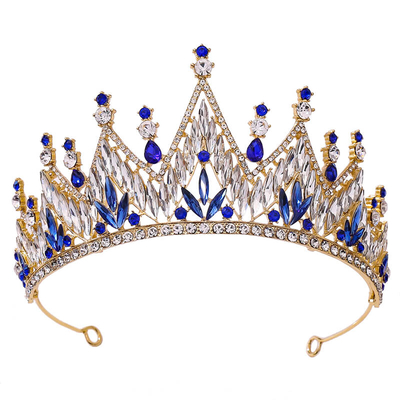 Wholesale Blue Crystal Party Pageant Hair Jewelry Accessories Rhinestone Prom Crowns Tiaras