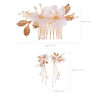 Custom Gold Leaf Shell Floral Wedding Hair Jewelry Earring Set Bridal Pearl Fancy Side Combs