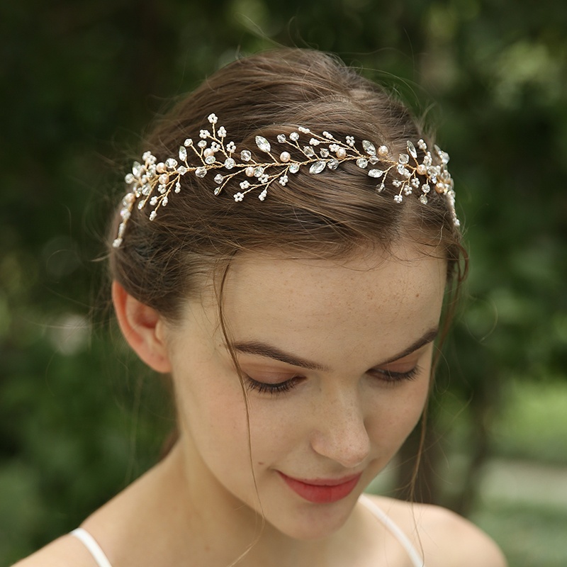 Fashionable Handmade Crystal Rhinestone Pearl Bridal Headband