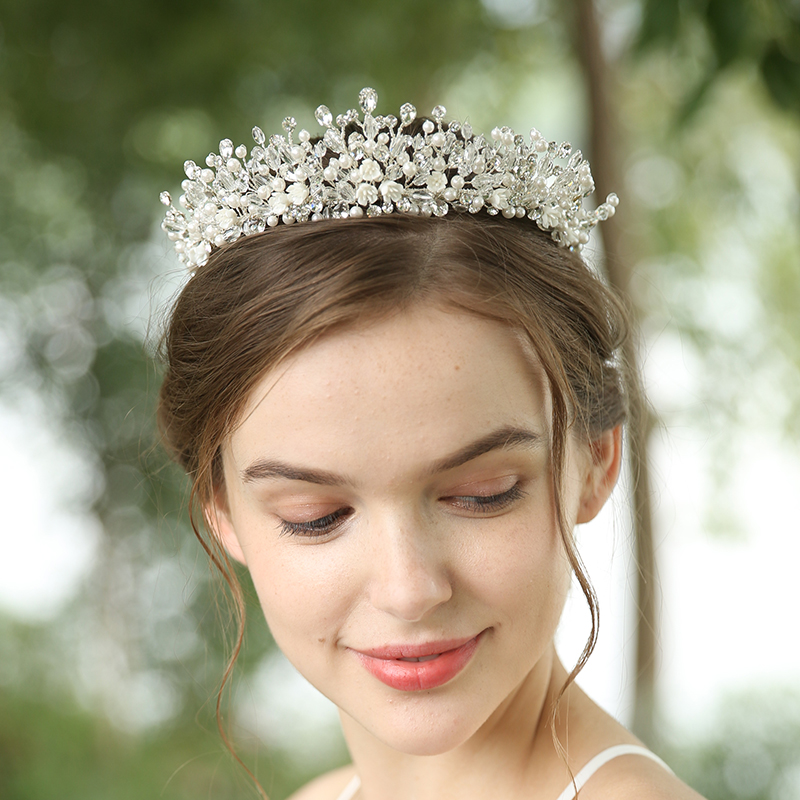 Elegant Handmade Wedding Crystal Crown Jewelry Headdress Bridal Tiara For Women