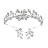 2020 New Fashion Korean Rhinestone Leaves Design Headpieces Earrings Jewelry Set