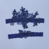2020 Trendy Custom Elastic Blue Lace Floral Wedding Garter Set