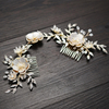 Handmade Elegant Bridal Flower Gold Leaf Pearl Hair Accessories Wedding Hair Combs