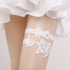 2020 New Design Sexy White Lace Floral Pearl Rhinestone Bridal Garter Set