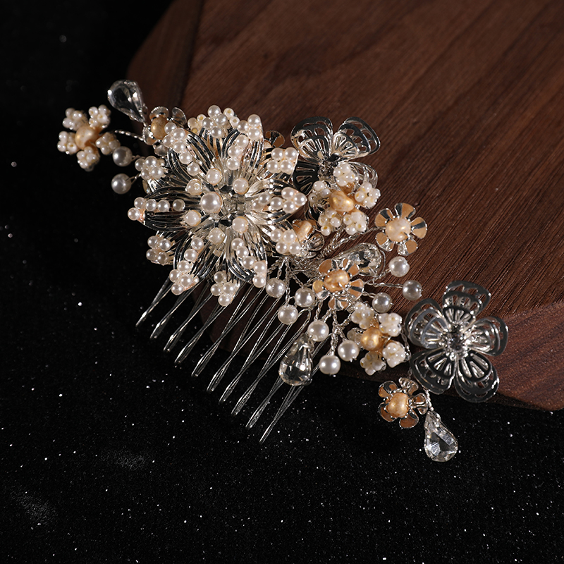 Newest Design Alloy Flower Headdress Earring Set Wedding Prom Fancy Bridal Accessories Hair Combs