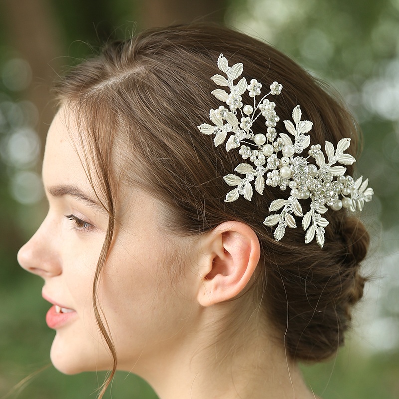 Leaves Shape Hairgrips Pearl Crystal Leaves Flower Hair Accessories Hair Clips