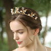 Handmade Whit Ceramic Flower Headpiece Jewelry Wedding Bridal Crystal Tiara Crown